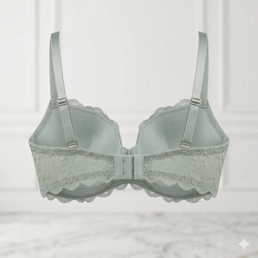 SOUTIEN-GORGE GALBANT EN DENTELLE – VERT SAUGE PASTEL