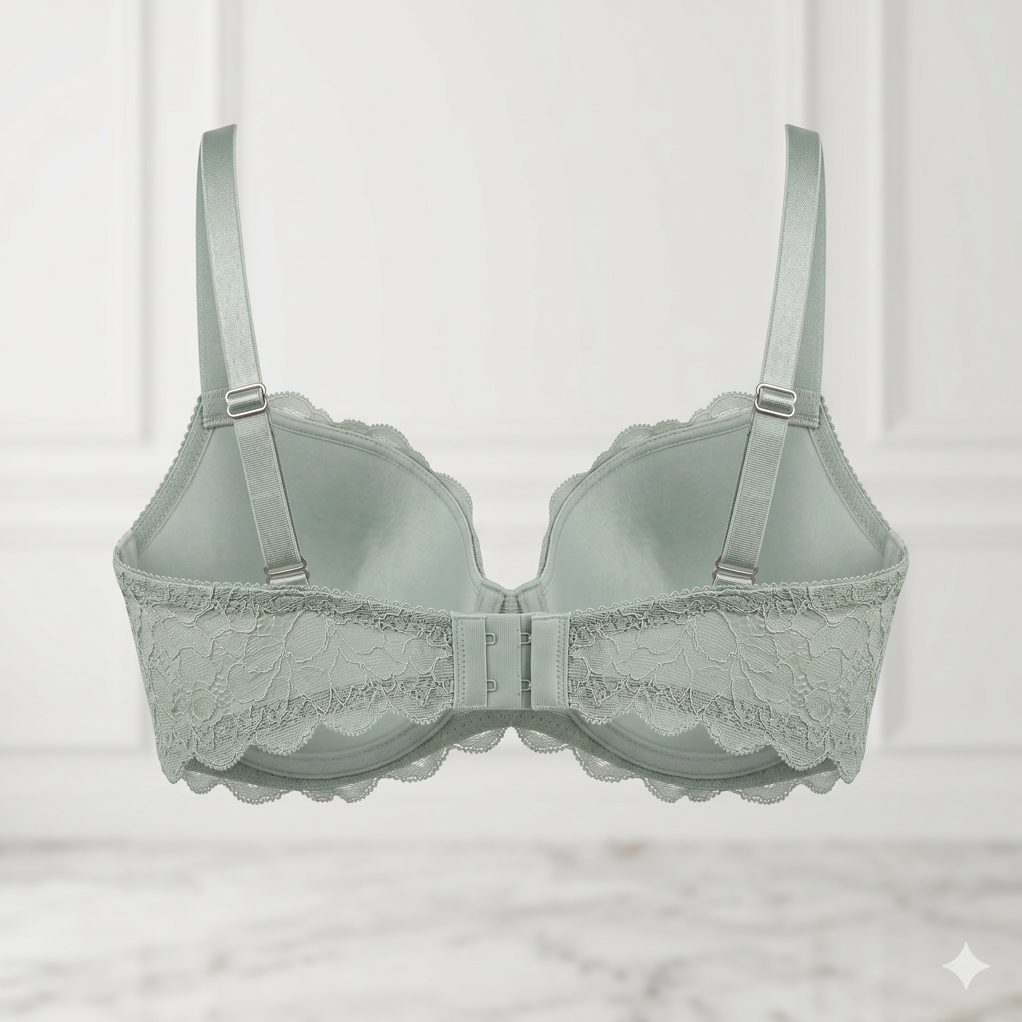 SOUTIEN-GORGE GALBANT EN DENTELLE – VERT SAUGE PASTEL