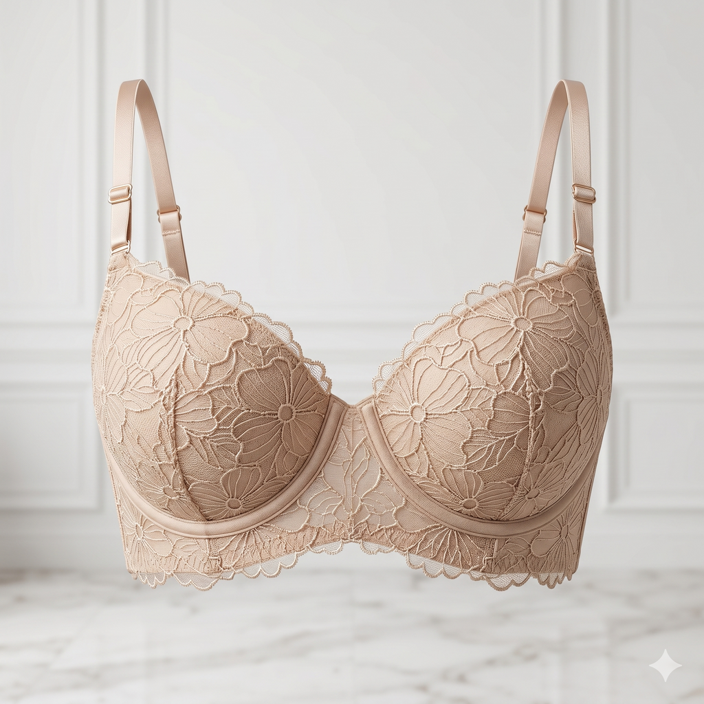 SOUTIEN-GORGE PUSH-UP BEIGE EN DENTELLE FESTONNÉE