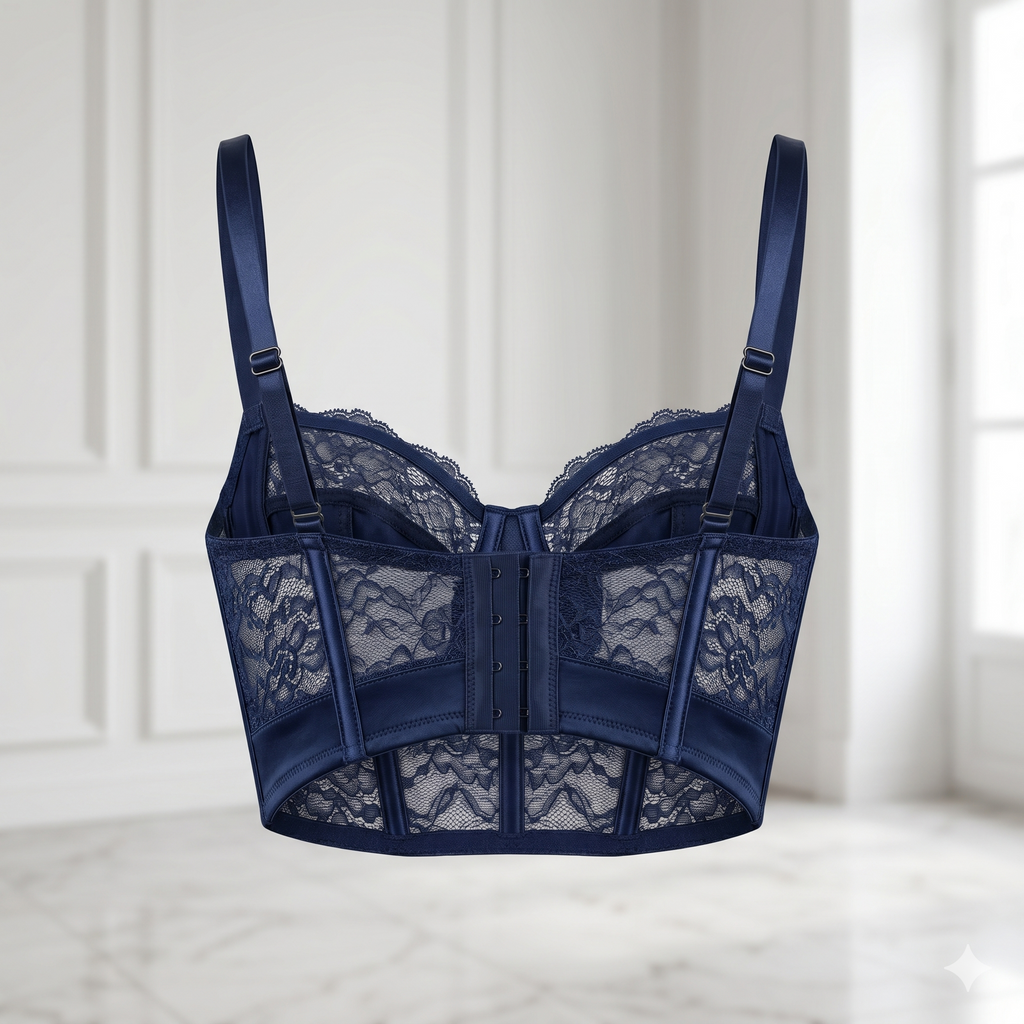 SOUTIEN-GORGE LONGLINE EN DENTELLE SCULPTANTE – NOIR NUIT