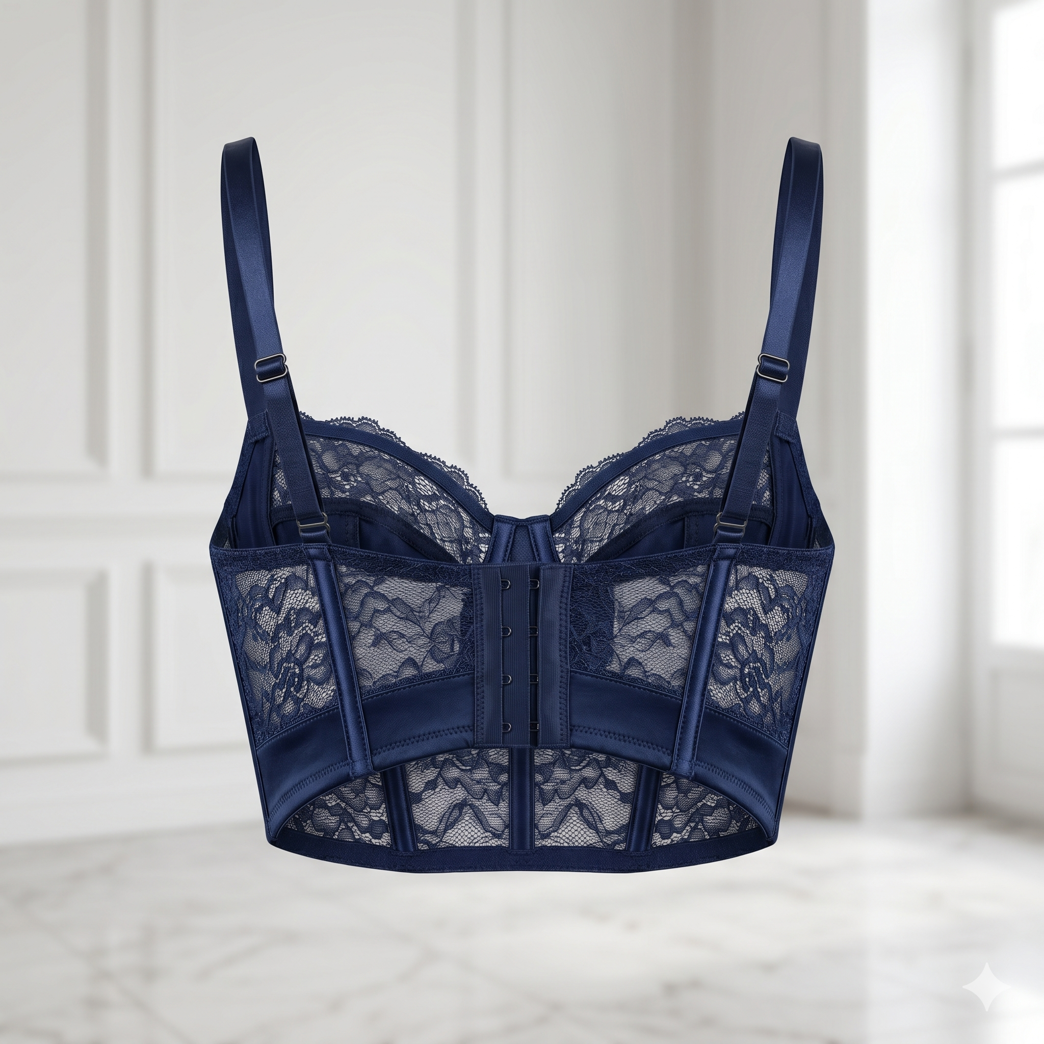 SOUTIEN-GORGE LONGLINE EN DENTELLE SCULPTANTE – NOIR NUIT