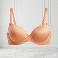 SAUTIEN-GORGE PUSH-UP SATINÉ PÊCHE À DENTELLE FLORALE