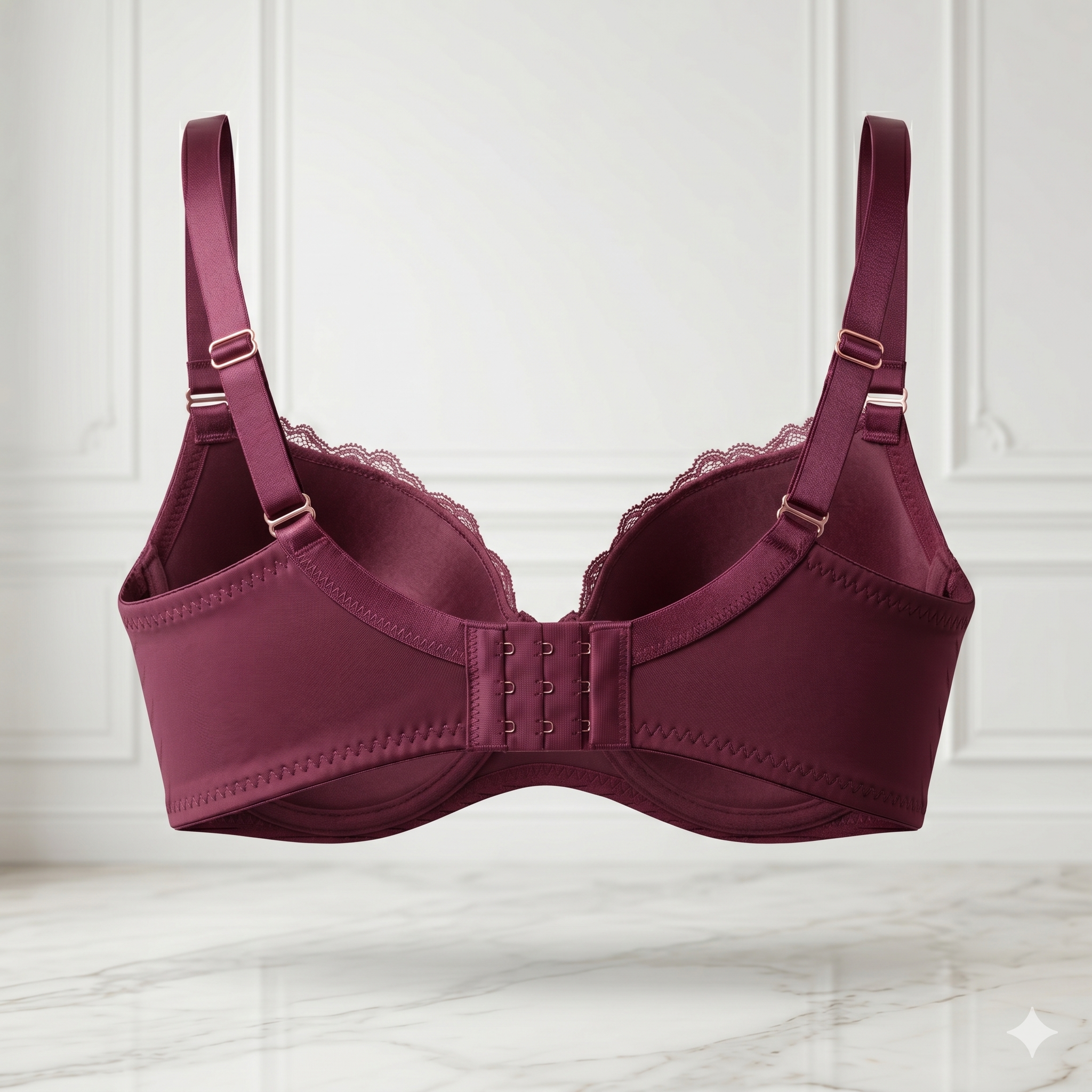 SOUTIEN-GORGE PUSH-UP BORDEAUX À DENTELLE FLORALE