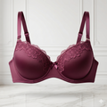 SOUTIEN-GORGE PUSH-UP BORDEAUX À DENTELLE FLORALE