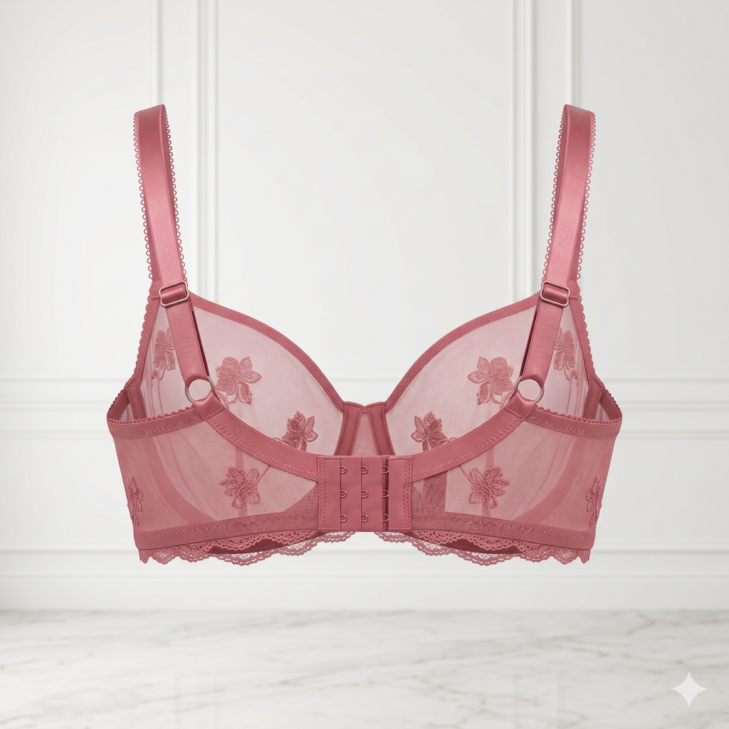 SOUTIEN-GORGE EMBOÎTANT BRODÉ VIEUX ROSE À ARMATURES