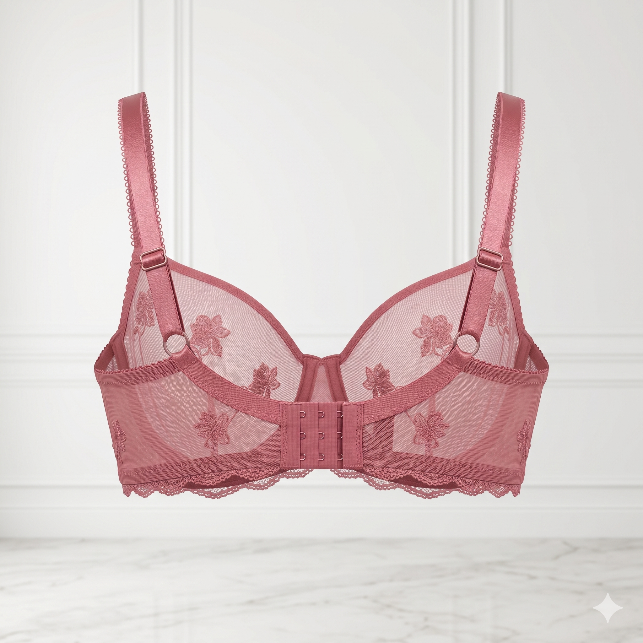 SOUTIEN-GORGE EMBOÎTANT BRODÉ VIEUX ROSE À ARMATURES